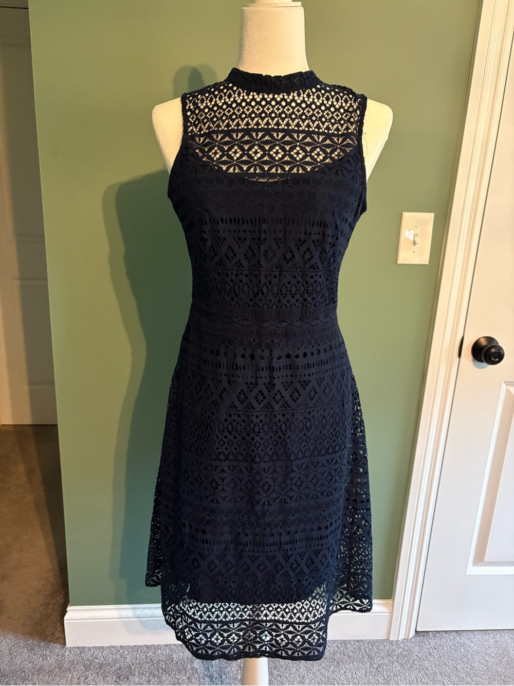 Elegant Navy Lace Dress